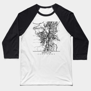 MEDELLIN COLOMBIA BLACK CITY STREET MAP ART Baseball T-Shirt